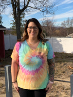 Team Nursing Tie Dye Pastel V-Neck